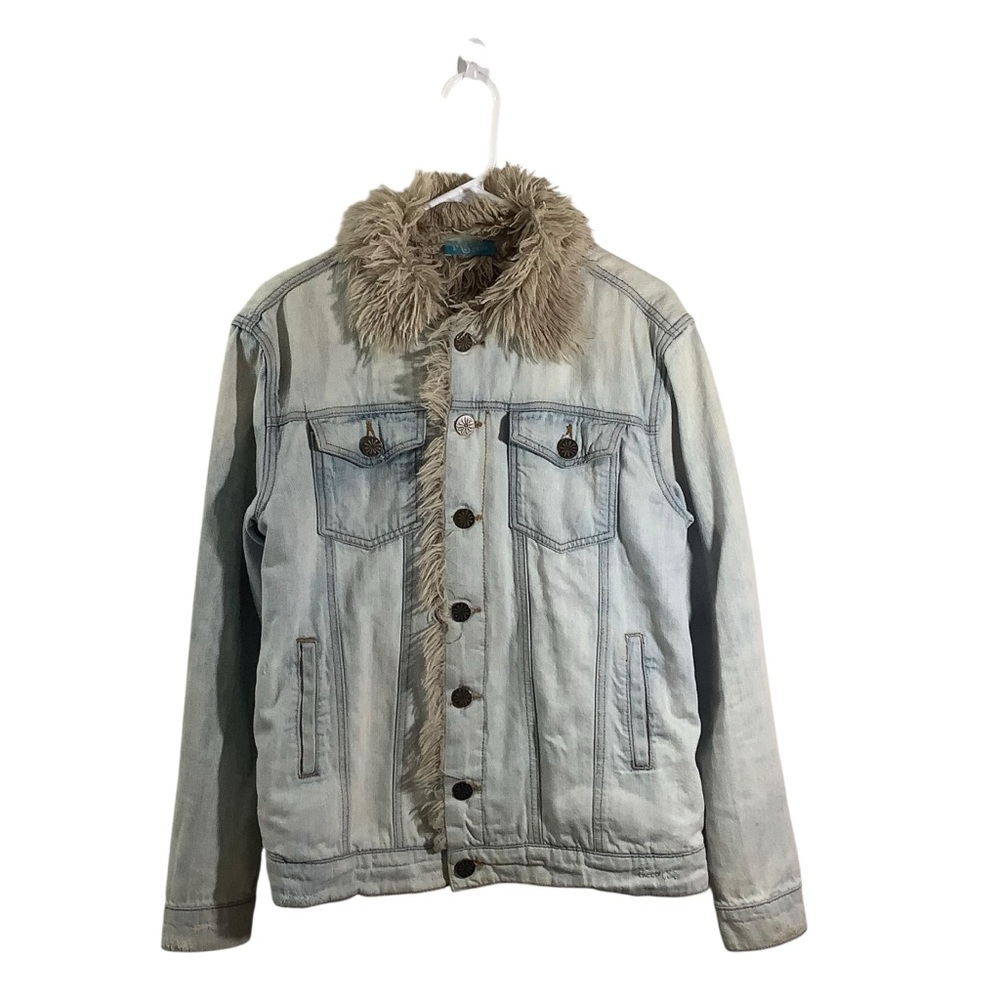 Show Me Your Mumu Durado Denim Jacket In Mountain Breeze Shearling Lined